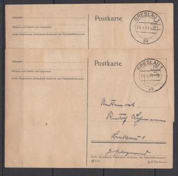 Michel Nr. 873 - 885, Heldengedenktag auf 2 Postkarten.